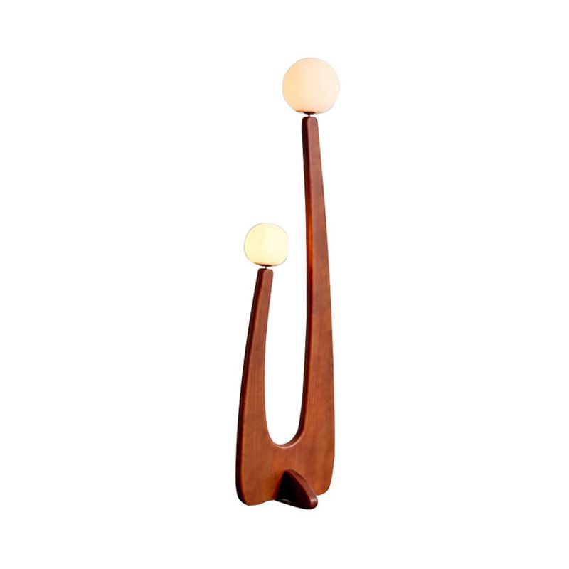 Avi Vintage Wood/Glass Floor Lamp,  2 Heads