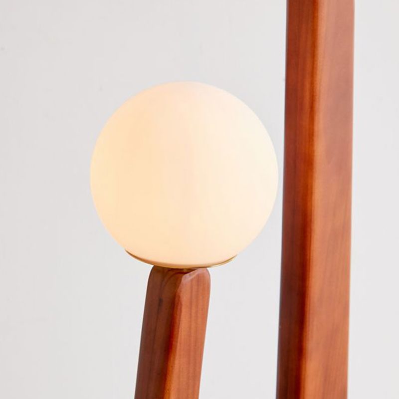 Avi Vintage Wood/Glass Floor Lamp,  2 Heads