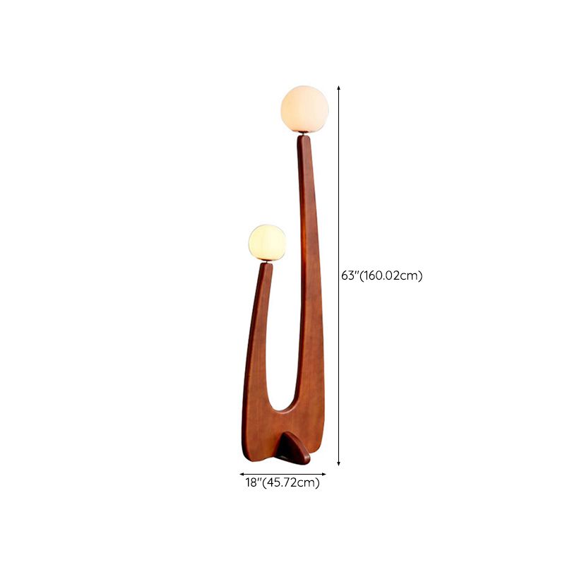 Avi Vintage Wood/Glass Floor Lamp,  2 Heads