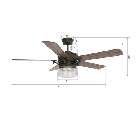 Alexandria 52 inch Outdoor WiFi Fan, Works with Alexa