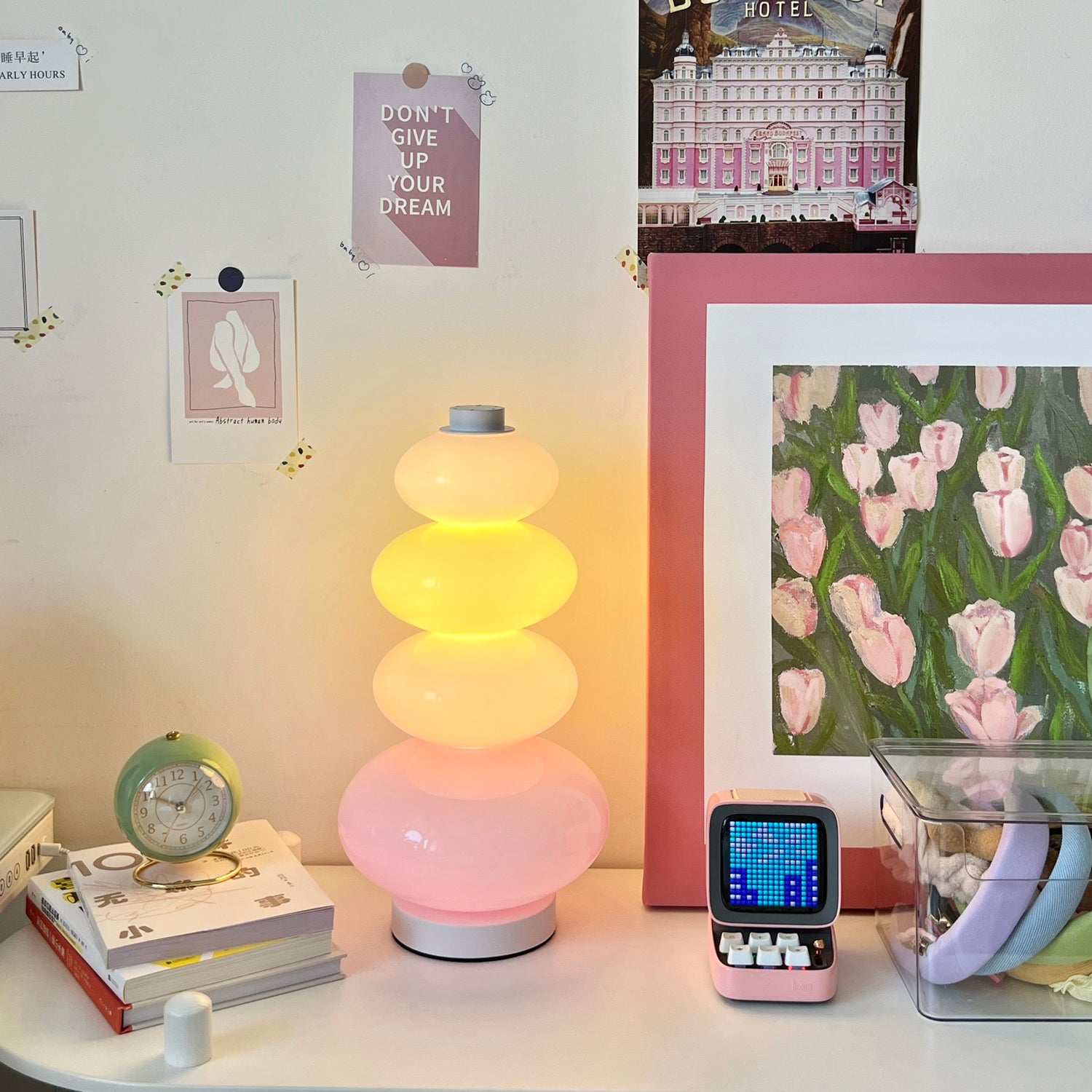Pastel Pebble Stacked Lamp — Soft Ambient Glass Light