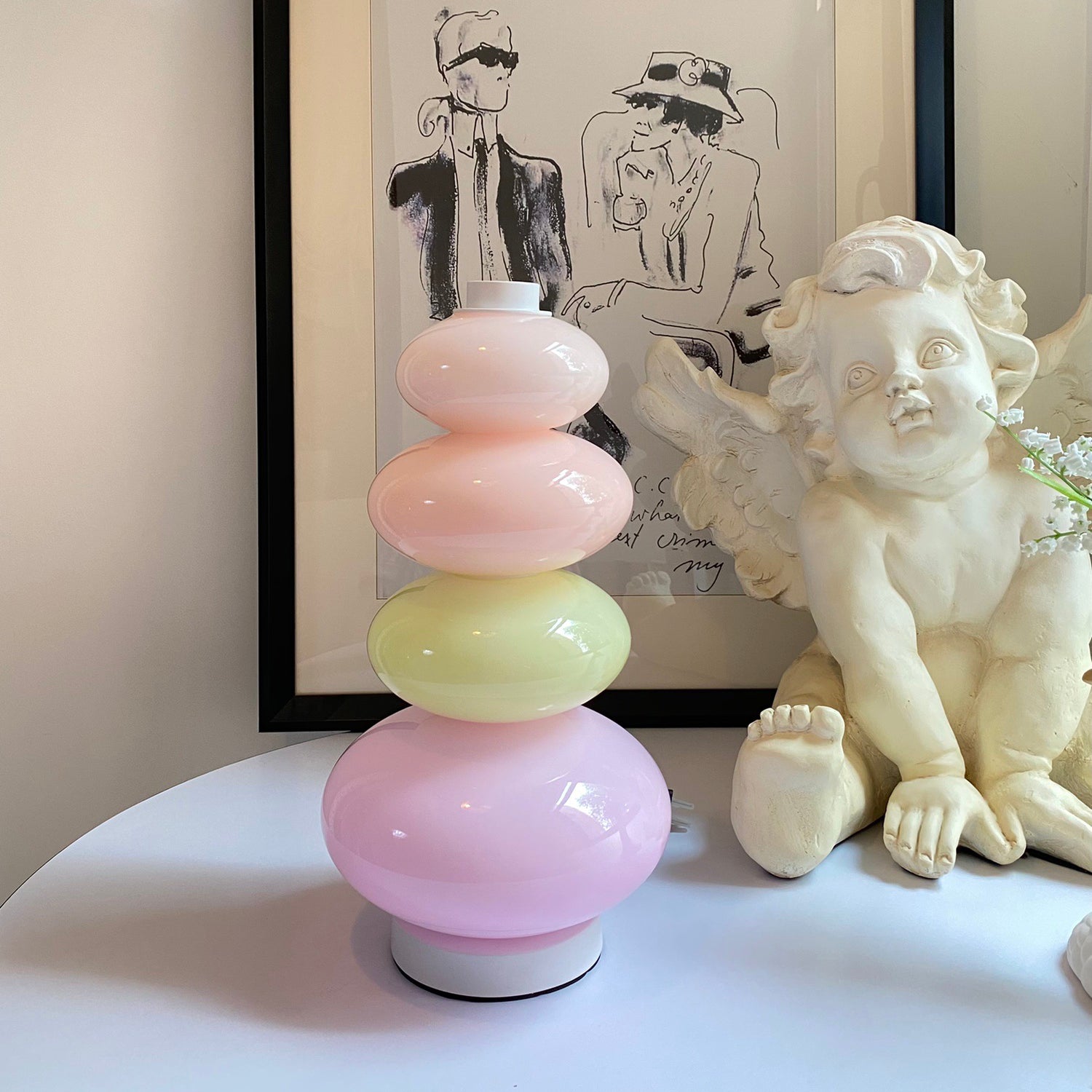 Pastel Pebble Stacked Lamp — Soft Ambient Glass Light
