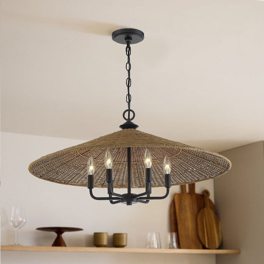 Amerykańska lampa wisząca w kolorze czarnym, 6-punktowa, z rattanu (1) (1).webp__PID:6d8da240-697a-4b0d-8ec5-97931304df1d
