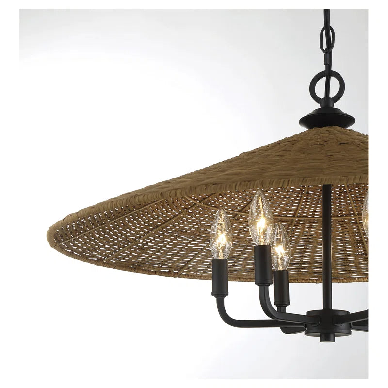 Wisząca lampa wisząca American Country Black Rattan Cone z 6 światłami (3).webp__PID:a240697a-8b0d-4ec5-9793-1304df1d4d3a