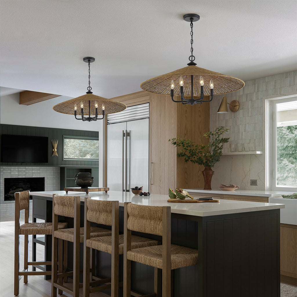 Amerykańska lampa wisząca w kolorze czarnym, stożkowa, z 6 światłami, w stylu country z rattanu (3) (1).webp__PID:babc8242-6d8d-4240-a97a-8b0d8ec59793