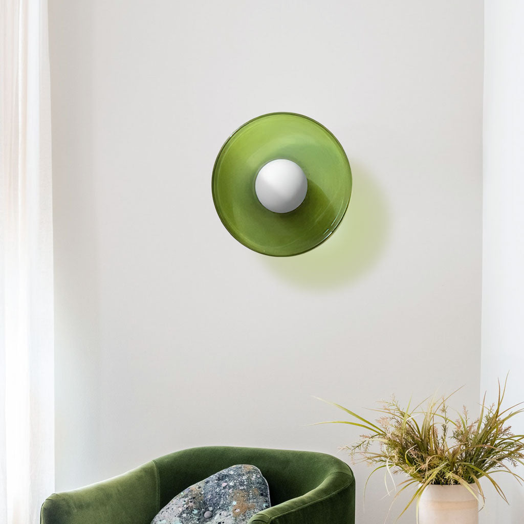 morrow glass disc light wall green.jpg__PID:cb4a0e73-b30d-4983-8e2f-797b1526c5c7