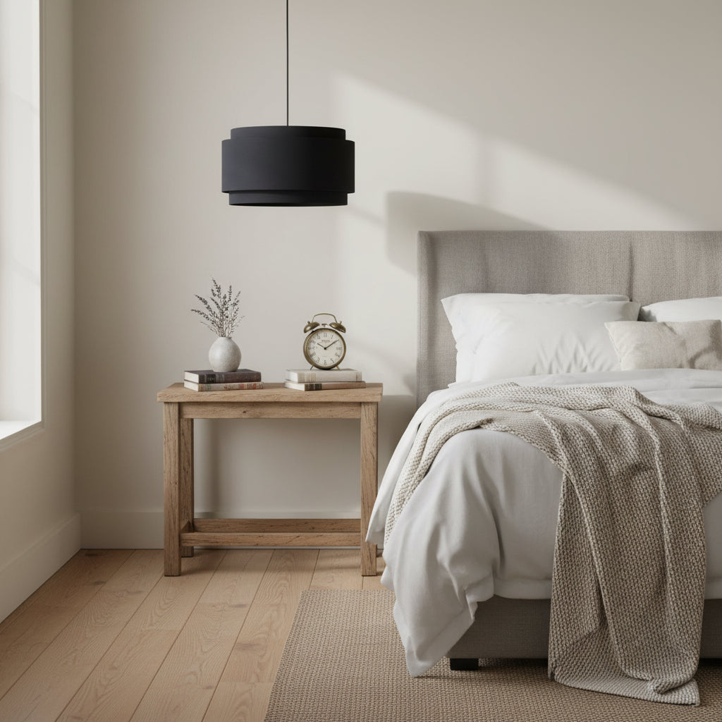 Lampada a sospensione moderna a tamburo in lino Hayden-15.jpg__PID:91c5411c-bc1a-463d-92fd-fdaa551ac945