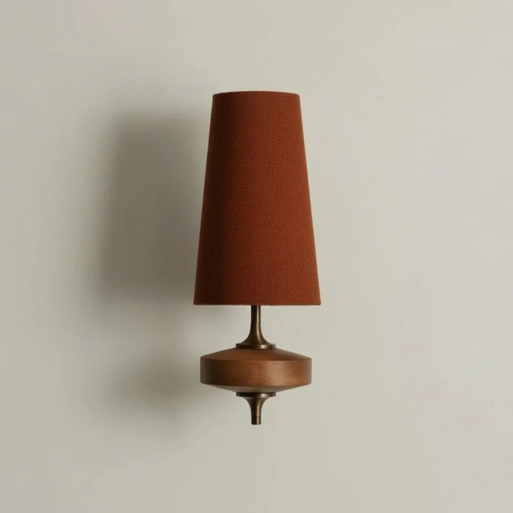 Applique da parete Kaelen in tessuto vintage affusolato con accenti 1 testa rosso sku.webp__PID:e1fe92a6-5413-47c5-b505-b27c059c848b
