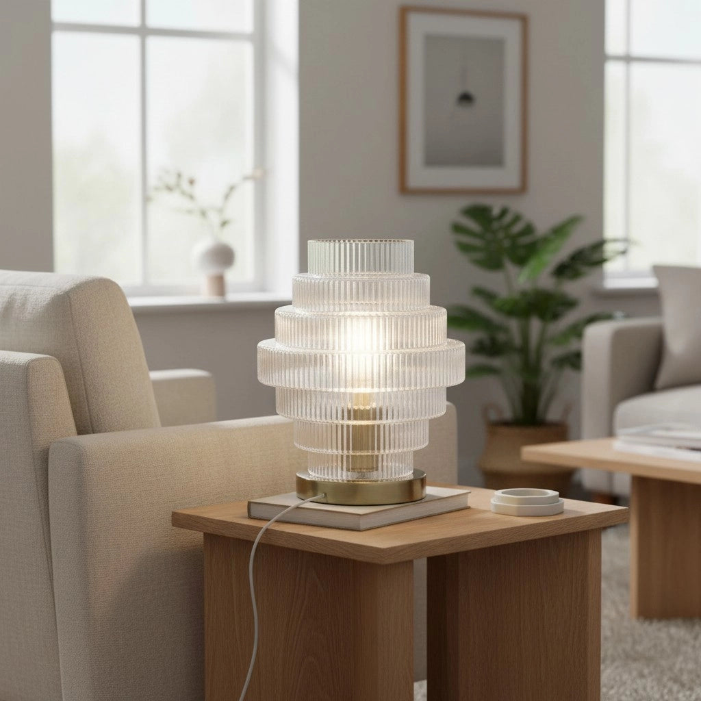 Lampe de table en verre nervuré transparent Javier4.webp__PID:863ef3c5-2fe3-467b-9d23-32b9f0052343