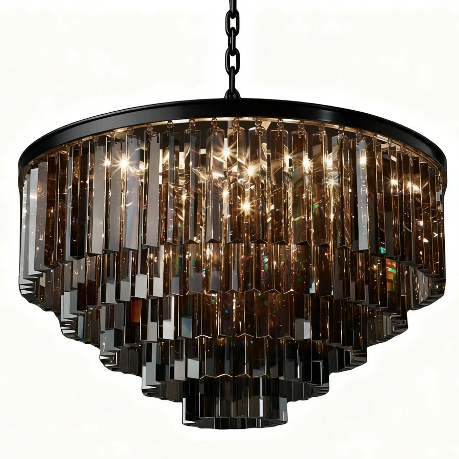 Lampadario a tamburo Kira vintage in metallo e cristallo di lusso sku12.webp__PID:080e5969-5143-4955-bc95-f12450582af1
