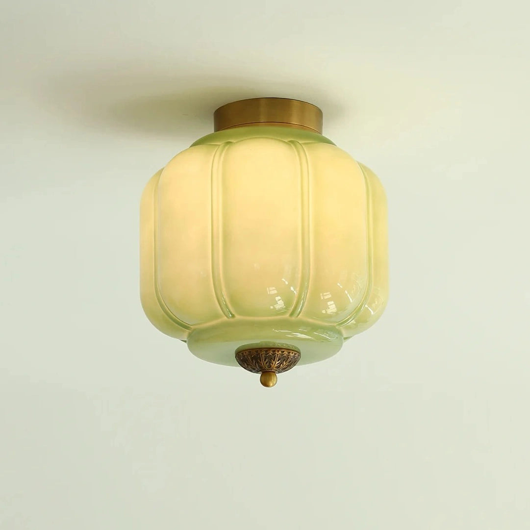 Plafonnier lanterne en verre crème vintage Karen vert on.webp__PID:a618a513-43a6-4370-9230-e1329288a363