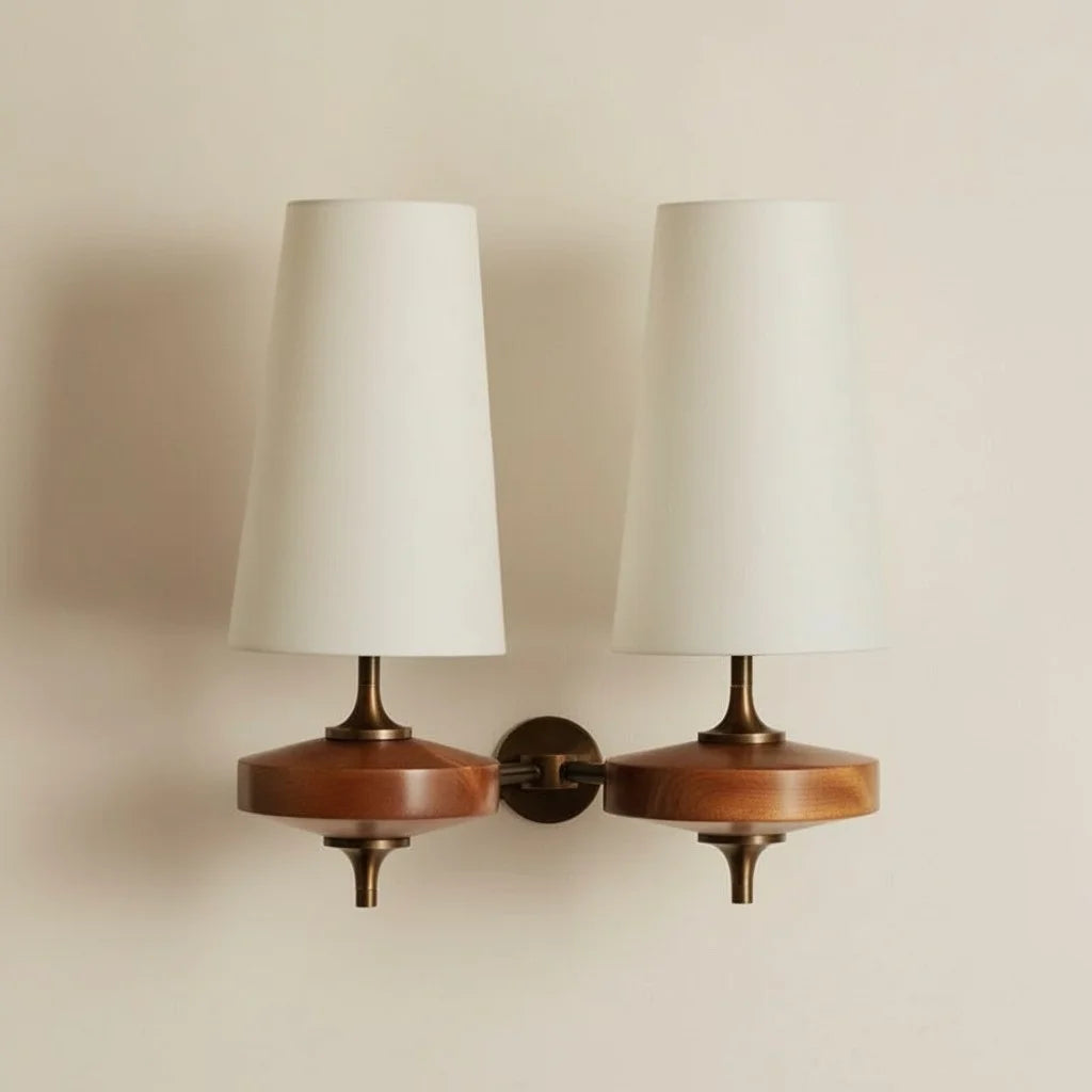 Sconce da parete Kaelen in tessuto vintage affusolato con accento 2 teste bianco sku.webp__PID:a6541387-c5f5-45b2-bc05-9c848ba541ec