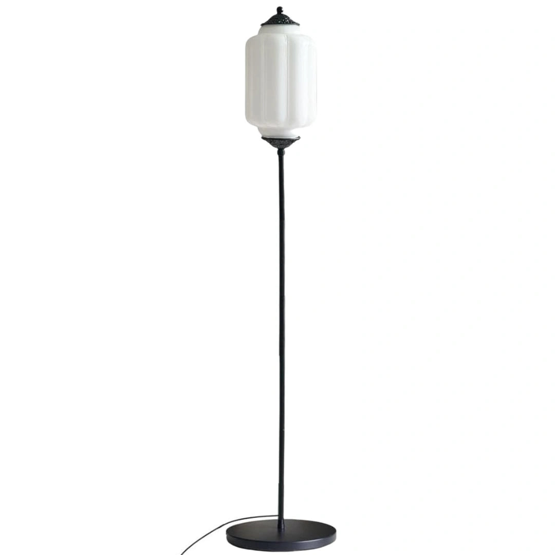 Lampadaire Claudia Vintage en verre texturé opale blanc noir.webp__PID:bd389120-f8c7-4470-a54d-6b1c05410df2