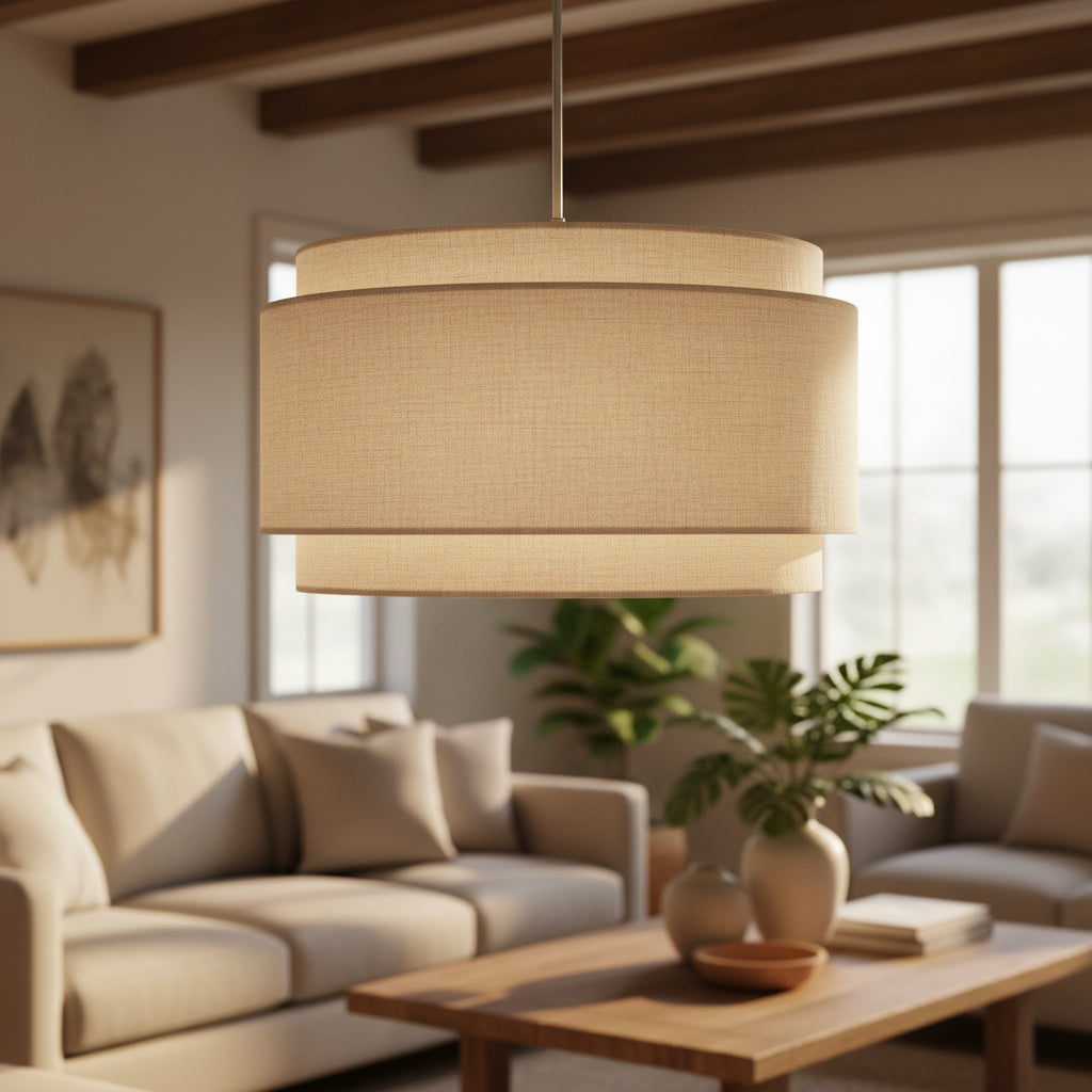 Lampada a sospensione moderna a tamburo in lino Hayden-7.jpg__PID:529a07e3-0966-4965-91c5-411cbc1ab63d