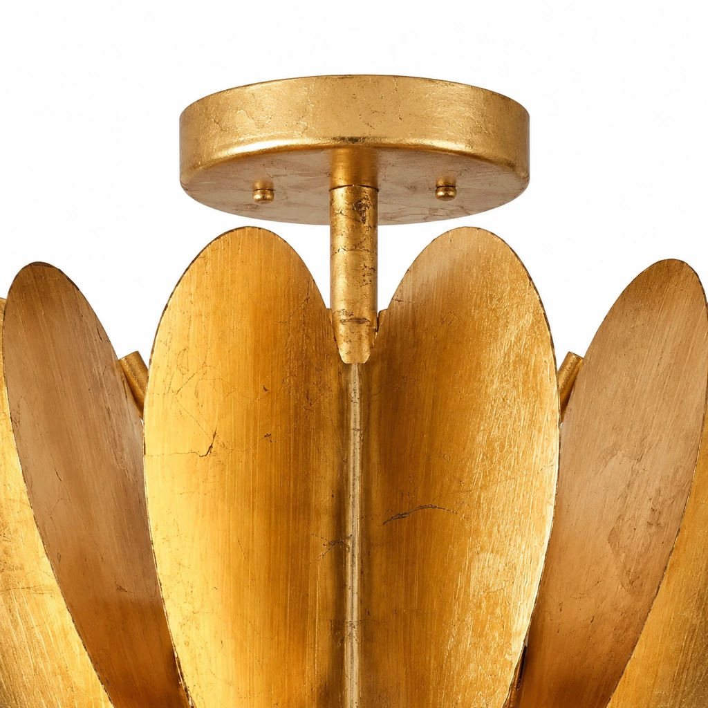 Close view of the vintage gold leaf central hub and hardware
