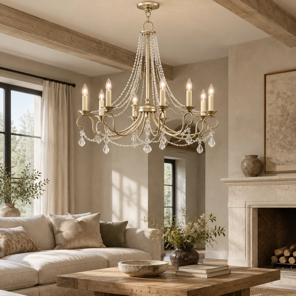 Marlow chandelier in a neutral living room