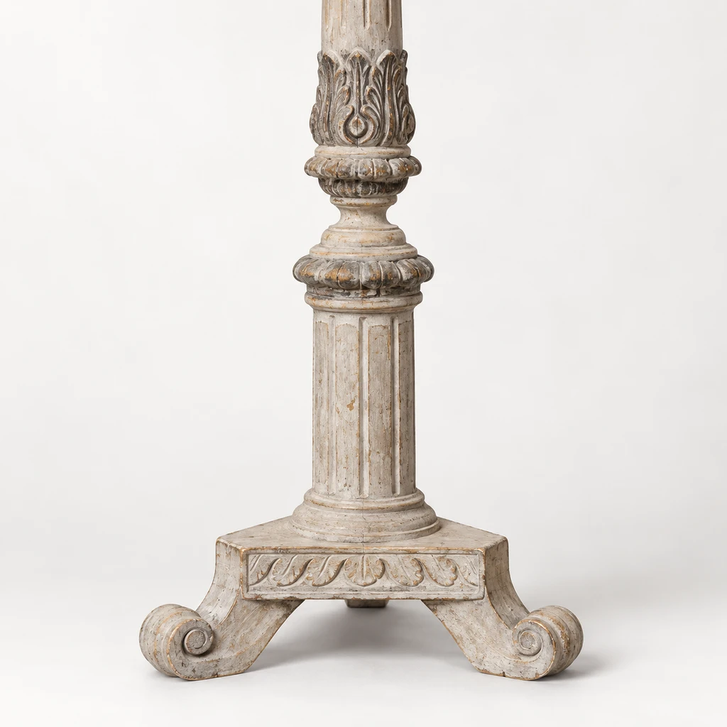Close detail of the carved column and base