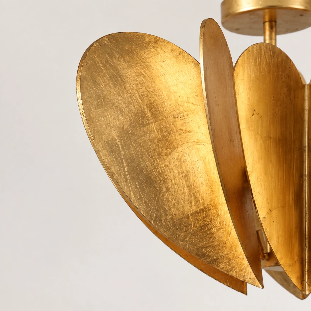Close view of the gold leaf panel texture