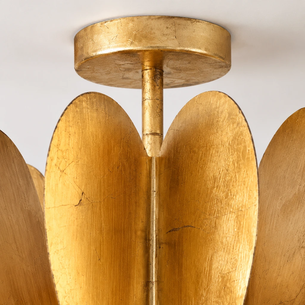 Close view of a gold leaf panel connection