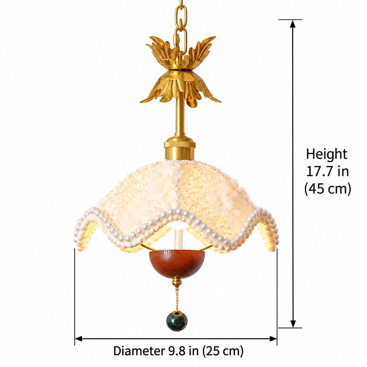 Dimension diagram: height 45 cm, diameter 25 cm