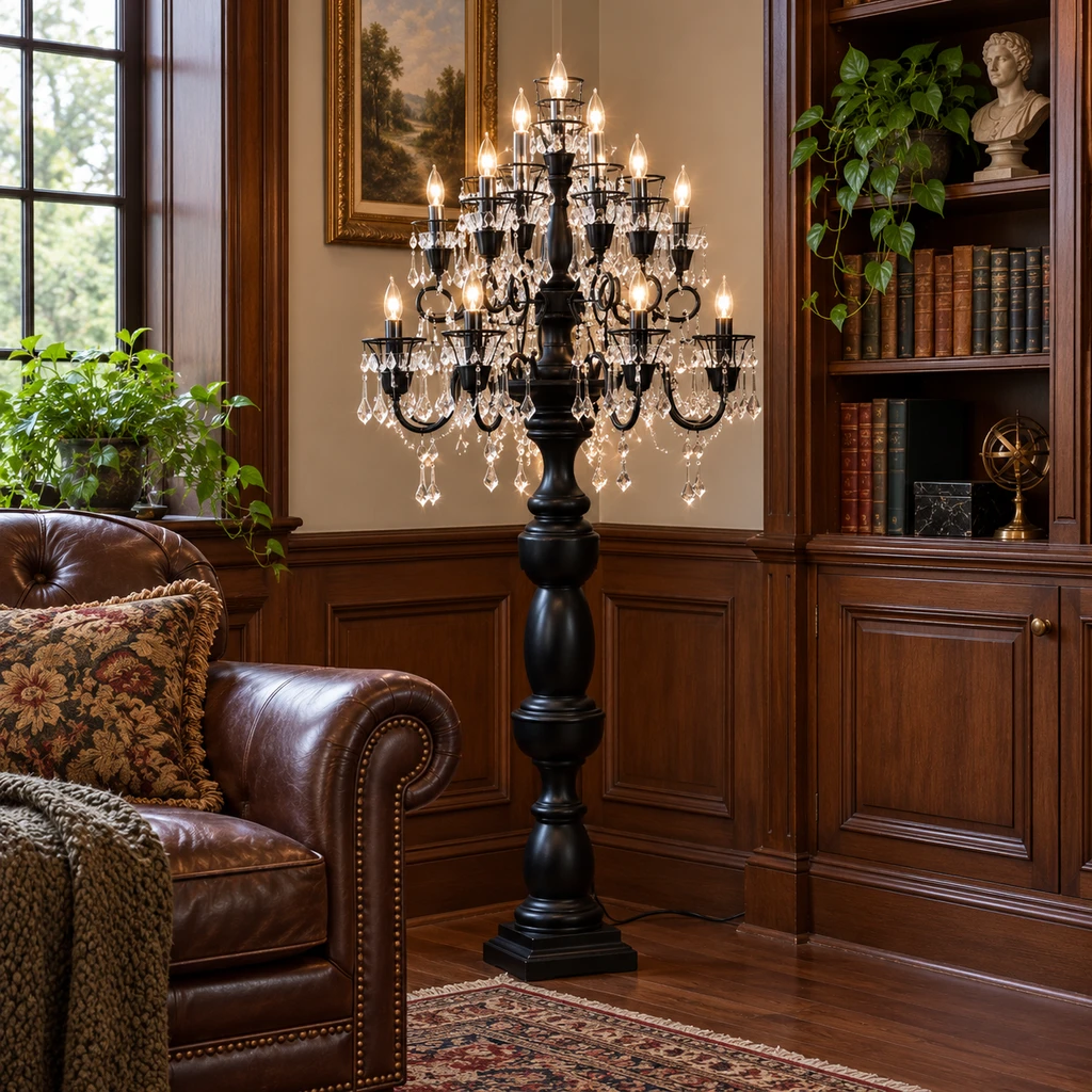 Celeste floor lamp in a library corner