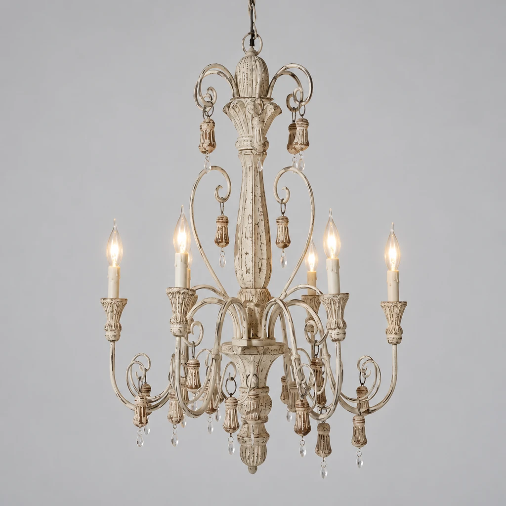 Elowen chandelier illuminated in a neutral studio
