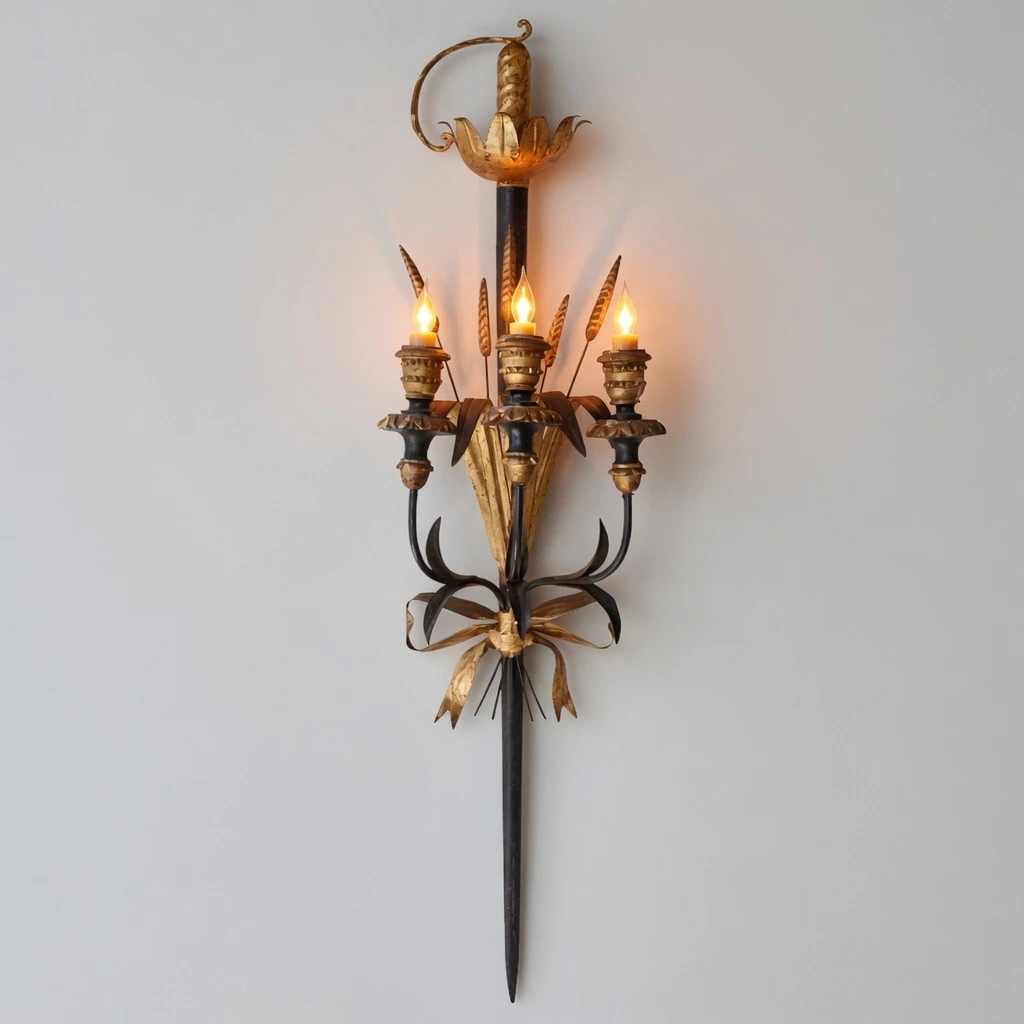 Calla wall sconce illuminated in a neutral studio