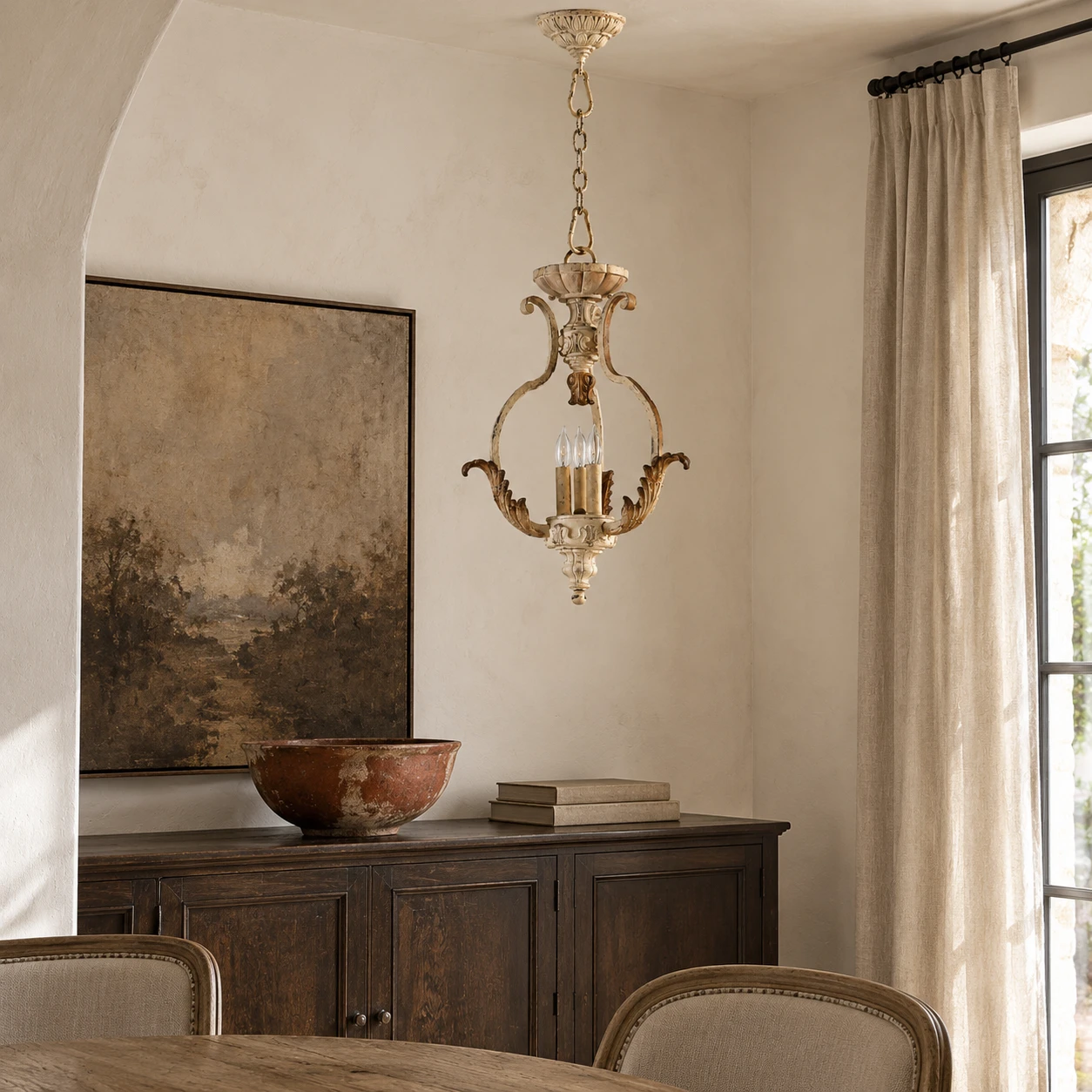 Evelyn pendant over a dining sideboard