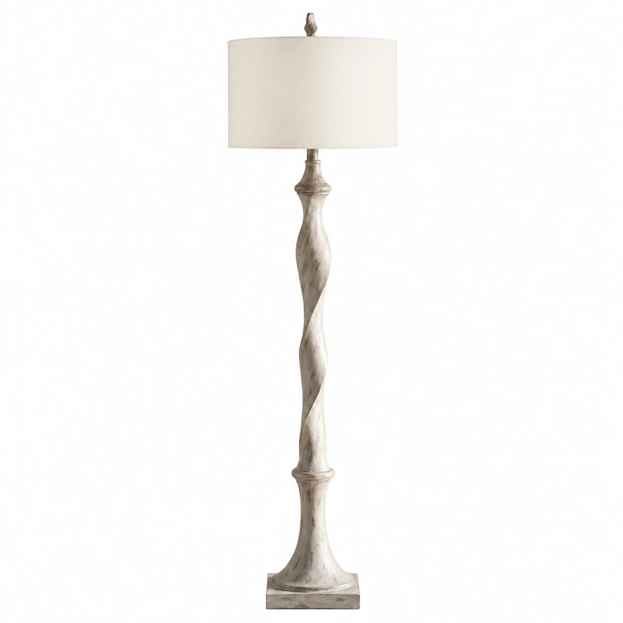 Mira Rustic Carved Wood Floor Lamp on white background