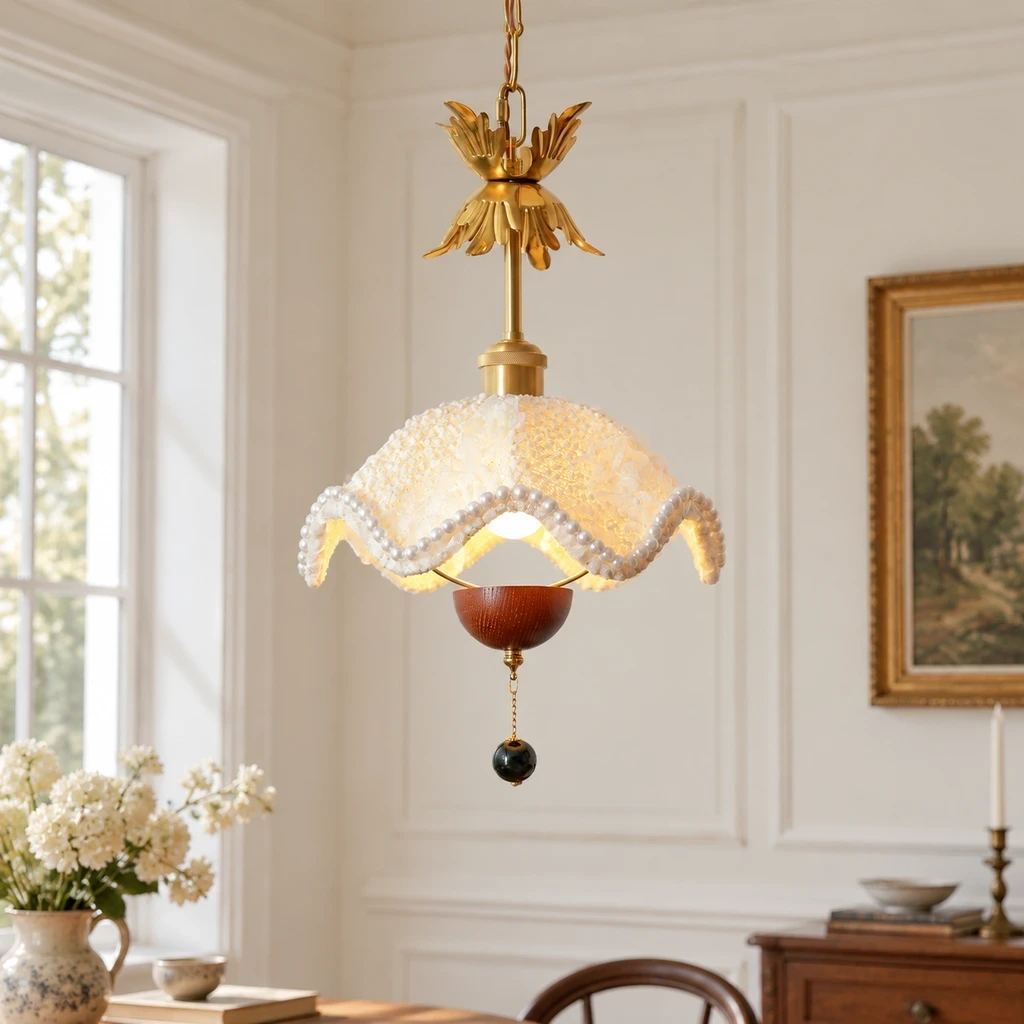 Sophie floral fabric pendant light in a bright interior
