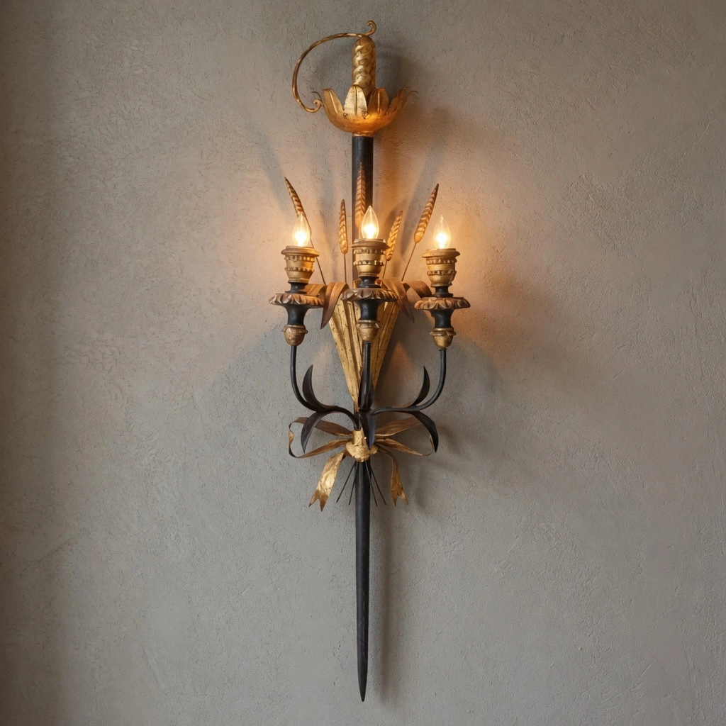 Calla three-light wall sconce in a pale foyer