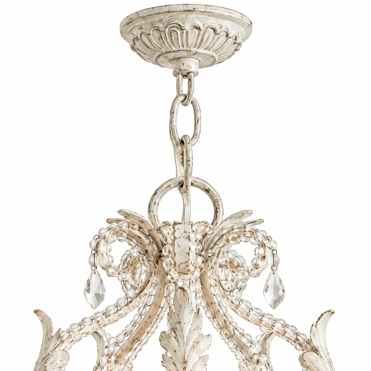 Close view of the ceiling canopy and suspension chain